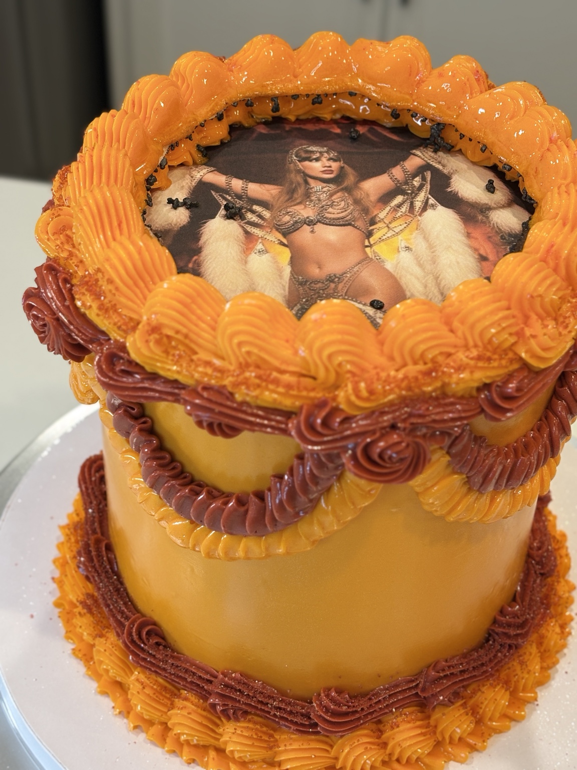 Orange vintage photo cake