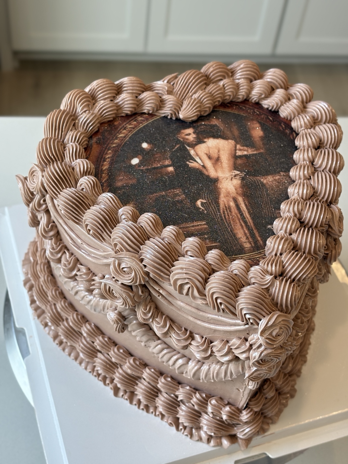 Chocolate heart photo cake