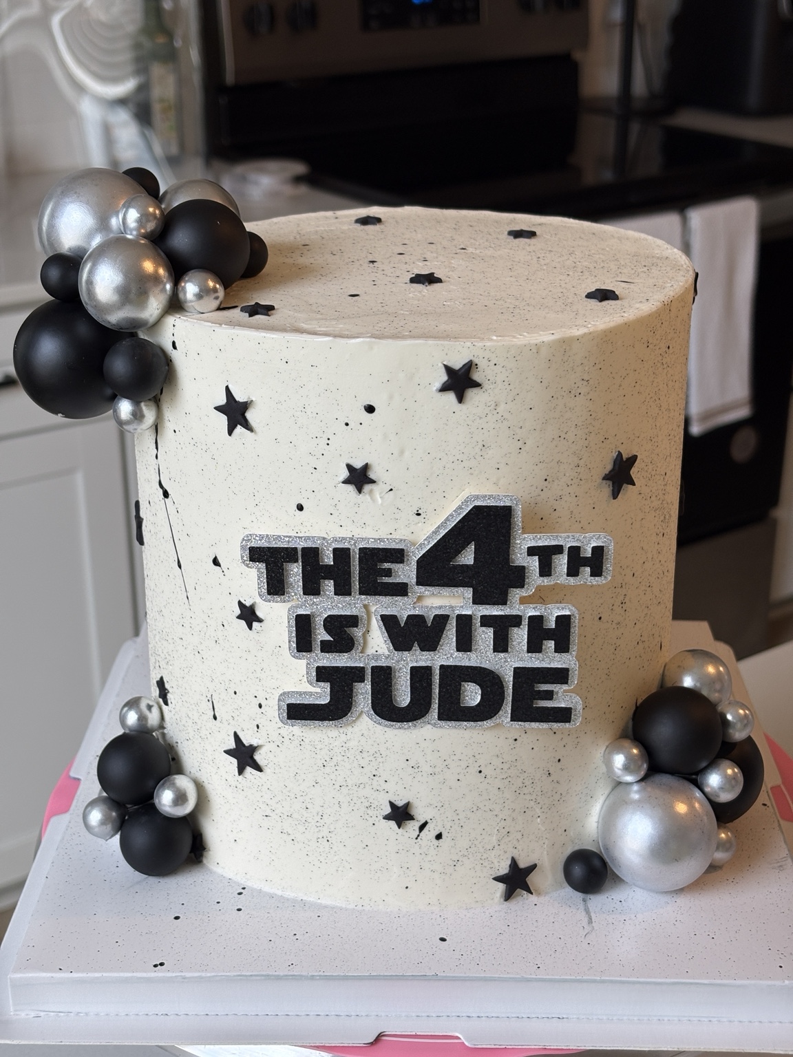Modern black and white cake