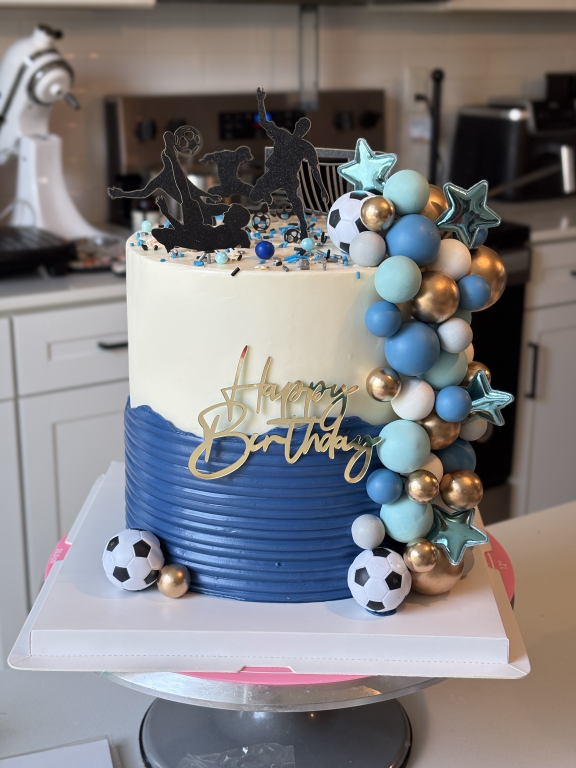 Blue soccer cake